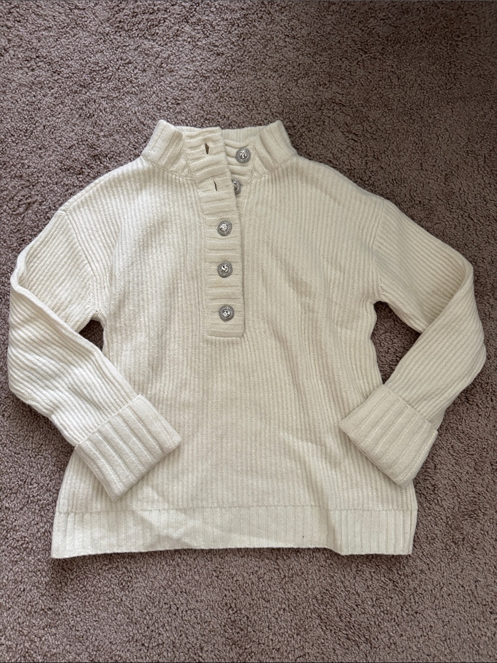 Talbots Cream Ribbed Petite Sweater